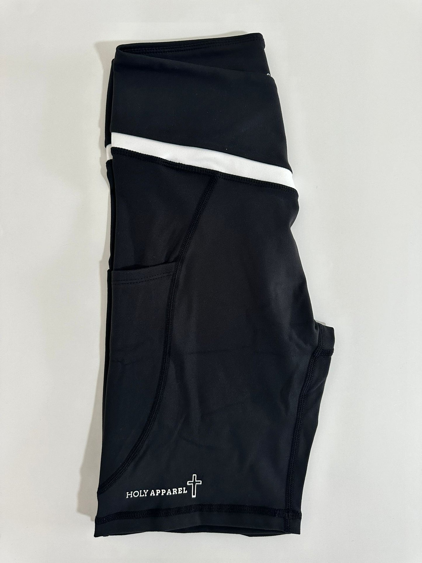 Women's Black and White Biker Shorts