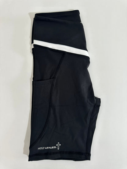 Women's Black and White Biker Shorts