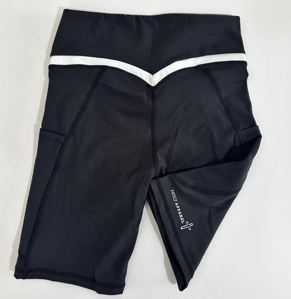 Women's Black and White Biker Shorts
