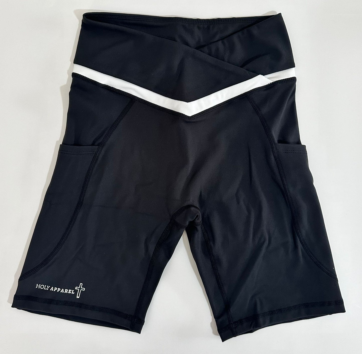 Women's Black and White Biker Shorts