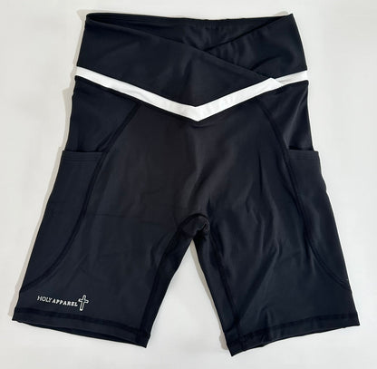 Women's Black and White Biker Shorts