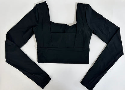 Women's Black Long Sleeve Crop