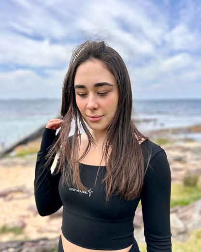 Women's Black Long Sleeve Crop