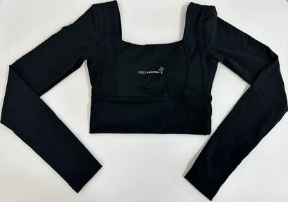 Women's Black Long Sleeve Crop