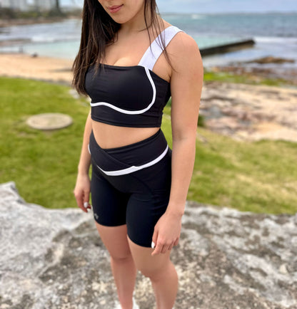 Women's Black and White Biker Shorts
