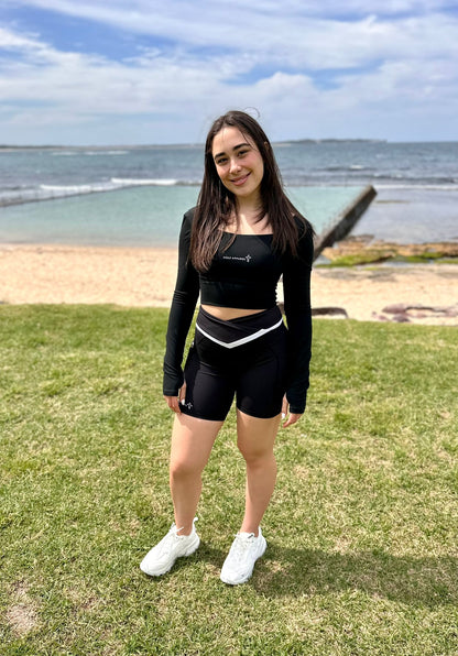 Women's Black and White Biker Shorts
